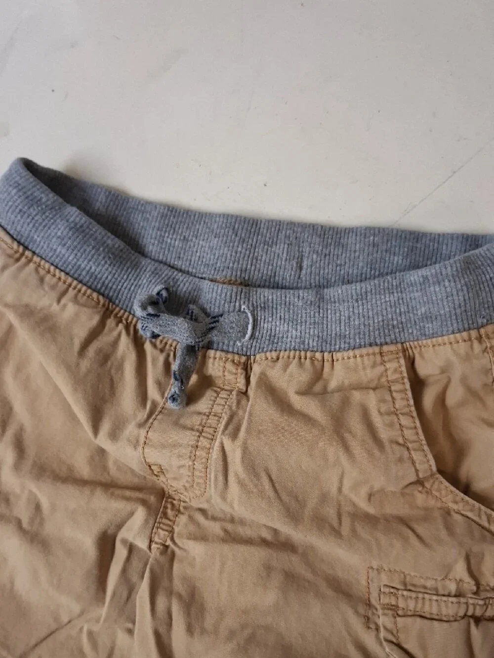 Carter's Tan Cargo Shorts with Gray Rib Waistband